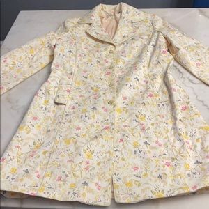 Cynthia Steffe Floral Trench Coat - Cream, Yellow, Pink, Blue